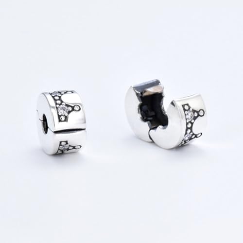 Abalorio de plata de ley 925 corona real charm compatible con pulsera de plata 2