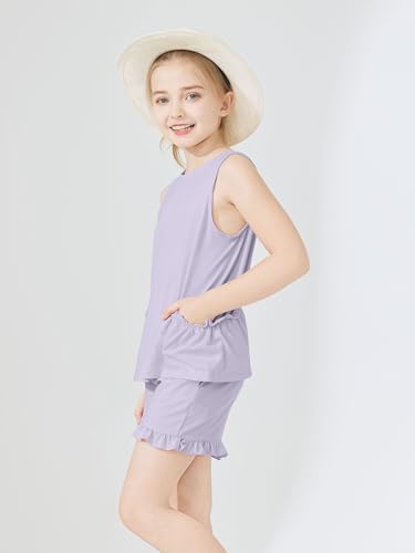 Image of Girls Clothing 2 Piece Summer Set Short Sleeve Tops Shirts Baggy Shorts with Pockets Fashion Outfits for Kids