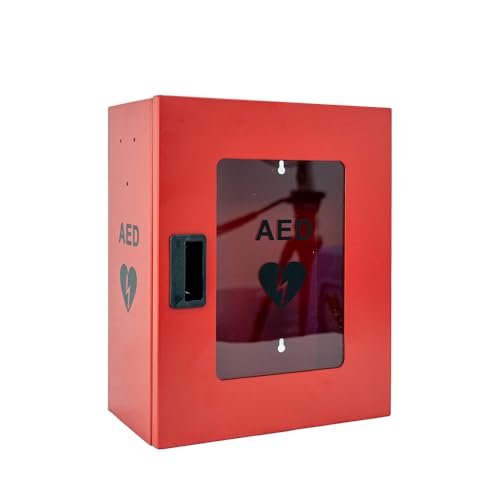 ISOP AED 除細動器収納キャビネット | 壁取り付け救急箱 | 緊急装備用ユニバーサルキャビネット 火のはしご 避難セット 救助サバイバルキット | 緊急脱出はしごロッカー レッド（Amazon）