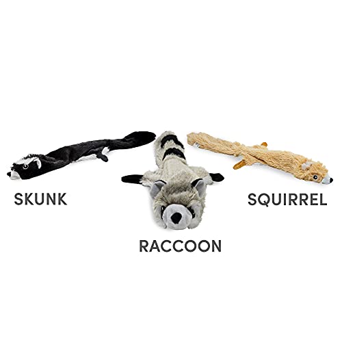 Image of BarkButler x Fofos Skinneez Stuffing Free Raccoon - Soft & Squeaky Toys for Dogs, Dog Toys for Large Dogs (5-30kgs) - Grey