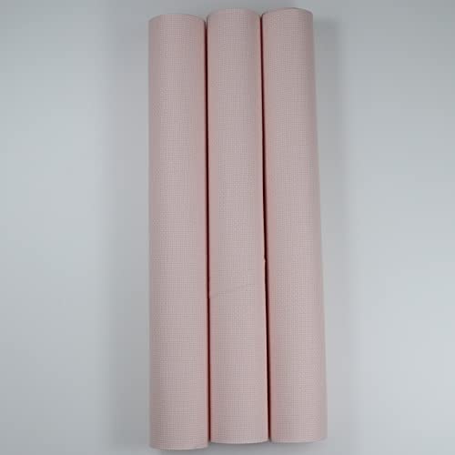 Image of KCS 3 pc of 15 inch x 18 inch Counted Cross Stitch Cotton Aida Cloth Needlework Fabric,14CT,Pink