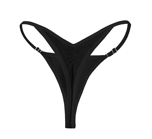 Men's Brazilian Thong Black Underwear,Push up appearance Adjustable Straps, Butt-Lifting Design