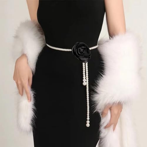 Glamorstar Pearl Belts for Women Flower Waist Belts for Dresses2