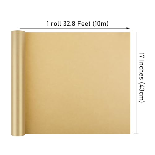 NESCCI Gold Matte Wrapping Paper,Solid Color Pearly-Lustre Paper,Gift Wrapping Paper,Perfect for Wedding,Valentine's Day,Birthday, Christmas,Baby Shower,DIY Bouquet (17 Inches X 32.8 Feet)
