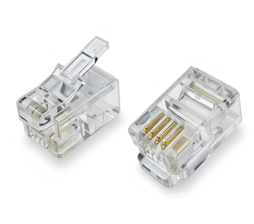 AmzDeals RJ9 4P4C Telephone Handset Cord Plugs (12 Pack)