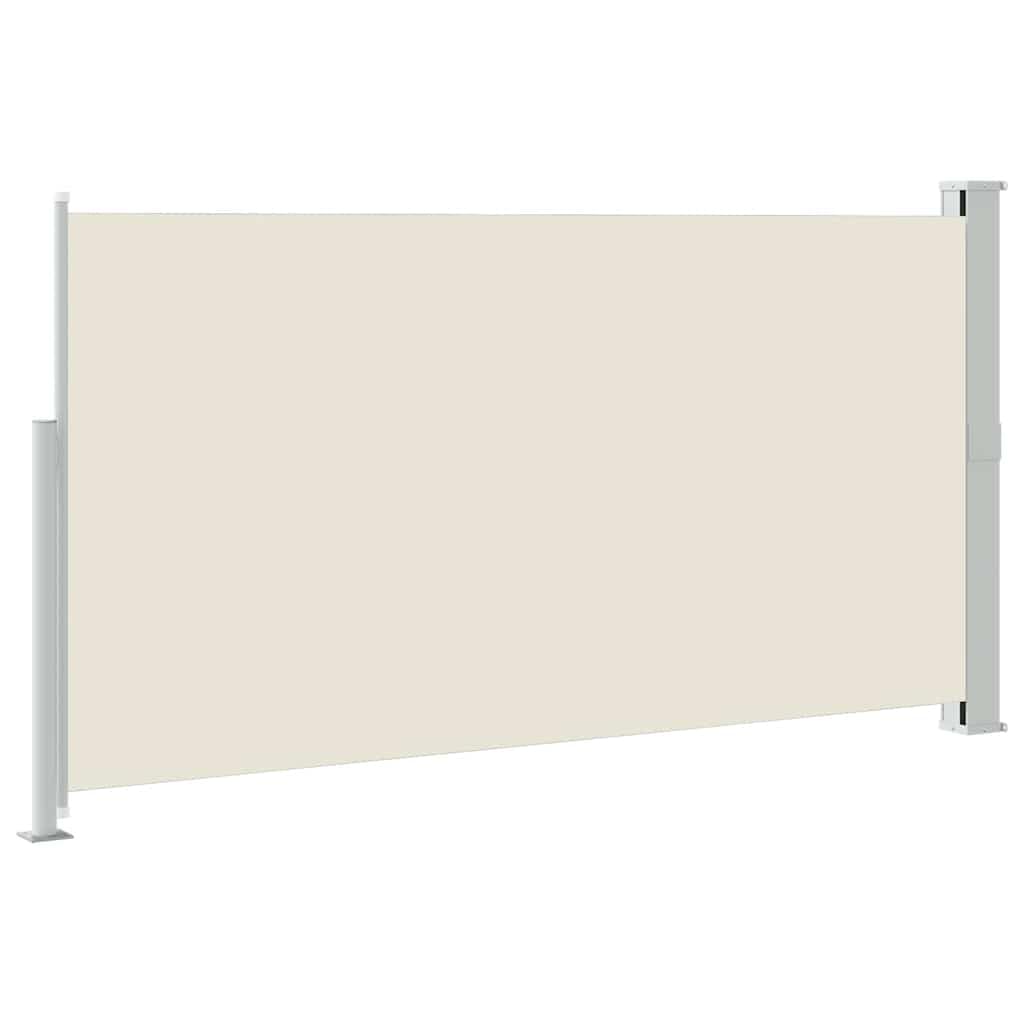 Wysuwana markiza boczna Patio 160x300 cm kremowa, ekran prywatności Poliester odporny na promieniowanie UV, wiatr i słońce, regulowana szerokość do 300 cm, automatyczne zwijanie,