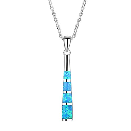 Tanduaji Opal Anhänger Damen 925 Silber Halskette,Blauer Opal Streifen,Modeschmuck Geburtstag Hochzeit Geschenke zum Liebhaber Freundin