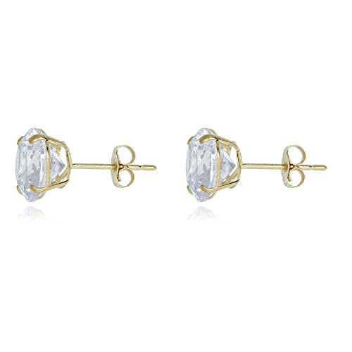 Avora 10K Yellow Gold 8Mm Round Simulated Diamond Cz Stud Earrings #TOP1