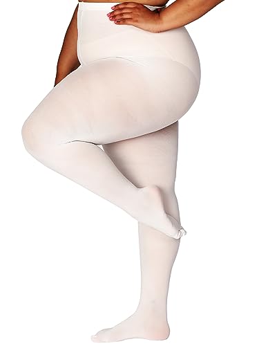 Image of HONENNA Queen Plus Size Tights Semi Opaque Control Top High Waist Stockings Nylons Pantyhose for Women 1X 2X 3X 4X 5X 6X