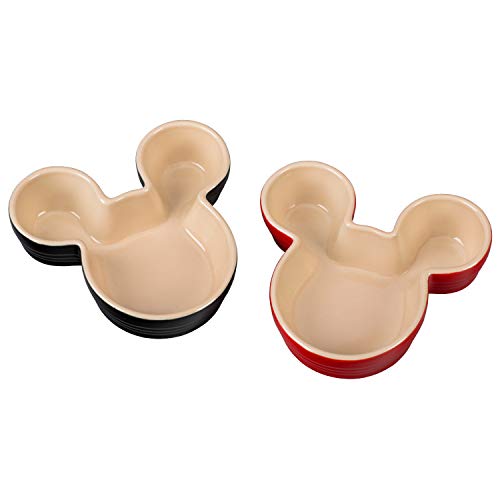Le Creuset Stoneware Mickey Mouse Set of 2 Ramekins, 7.5 oz. each, Cerise & Black