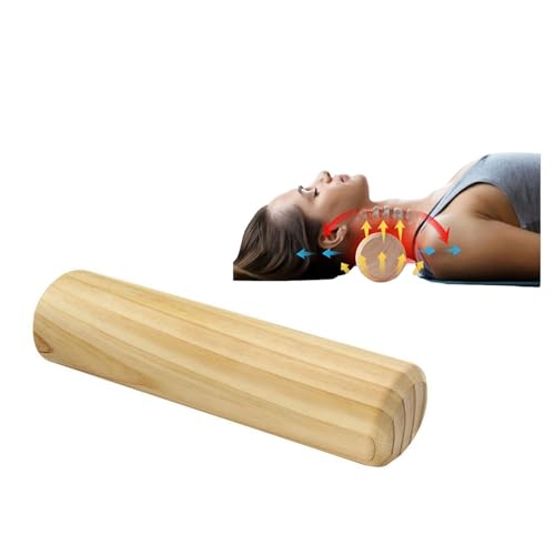 LANYANZI Korean Wooden Pillow - Orthopedic Neck Support Pillow for Neck and Back Pain Relief, Hand-Polished Solid Wood, Ergonomic Design, Includes Linen/Flannel Pillowcase