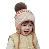 [SLINX] キッズ 子ども 子供 ニット 帽子 ニット帽子 ニットキャップ 裏起毛 可愛い あったか 防寒 子供用 秋冬 防寒用 男の子 女の子 赤ちゃん 春 秋 冬 2～8歳 もこもこ フリーサイズ 通園通学 小学生 DM15 (JP, アルファベット, Free Size, ライトブラウン)