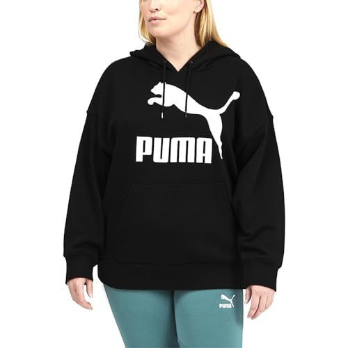 Image of PUMA Women's Classics Hoodie (Available in Plus Sizes), Puma White-puma Black, XS