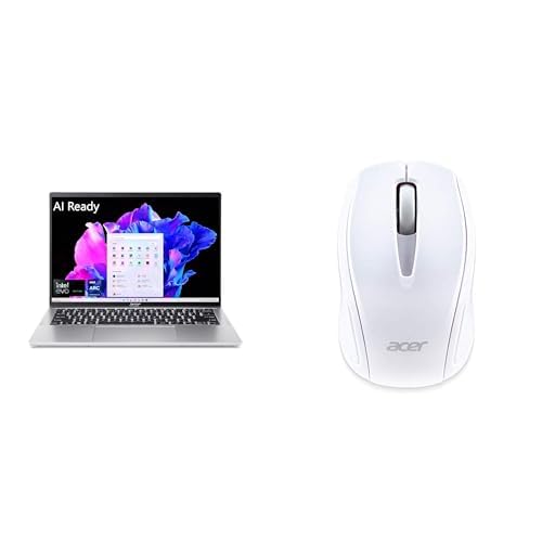 Image of Acer Swift Go 14 Laptop | 14 inch Touch | Unlock AI Experiences | Ultra 7 155H | Intel ARC | 16GB LPDDR5X | 512GB SSD | SFG14-72T-718K White M501 Wireless Mouse