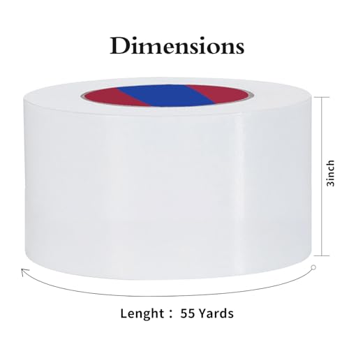 Image of White Duct Tape 3 Inch x 55 Yards x 10 Mil Thickness Heavy Duty, No Residue, Tear by Hand & Waterproof Duct Tape,Great for Packaging, Home Use, DIY, Projects and Repairs