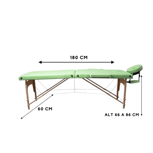 Maca Dobrável Madeira 250kg Estética Massagem Portátil Cor Verde - Gold - Modelo Standart 1,80x60cm