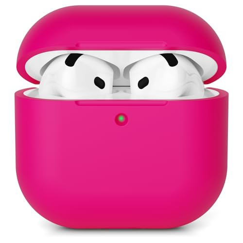 AOTUAO Custodia Compatibile con AirPods 4 (2024) Custodia Case, Case Protettiva Antiurto Antiscivolo in Silicone per AirPods 4a Generazione Cover Custodia, LED Frontale Visibile, Rose Pink
