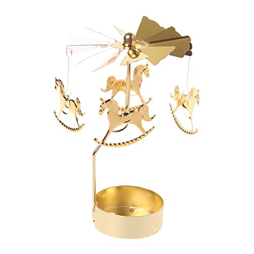 Lyla Christmas Tea Light Rotary Candlesticks Candle Holder Metal Xmas Home Decor Carousel