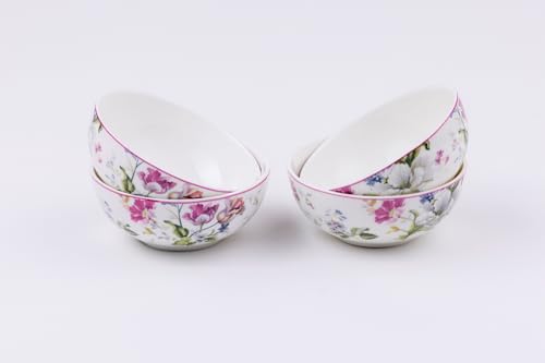 Image of GOLDEN QUEEN'S Bowl Set of 6 | Perfect for Rice, Dal, Curry, Snacks & More | Microwave Safe | 4 Inch Wide - Garden Splendor Bowls