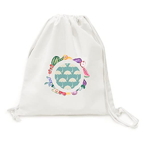 Sac en tissu pliable solide lavable blanc motif parapluie météo