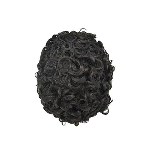 Cabello masculino Tupé for hombre con parte superior de encaje francés y perímetro PU, prótesis capilar masculina 25 mm, cabello humano rizado 6 pulgadas Pelucas de uso diario(8x10)