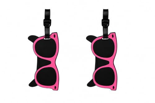 Image of Storite Pack of 2 Luggage Tags with Black Silicon Strap (Pink)