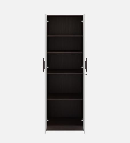Image of Slino 2 Door Wardrobe | Engineered Wood | Choco Walnut Matte Finish | Bedroom Storage Cabinet with 4 Shelves | Water & Scratch Resistant | 36-Month Warranty