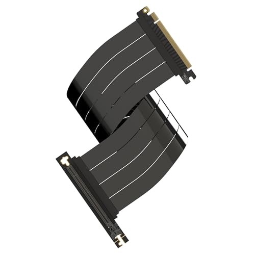 Image of LINKUP - AVA5 PCIE 5.0 Riser Cable (Open Box) [50cm (Total Length 54cm)] RTX5090 RX9070 GPU Ready | x16 128GB /s Speed | Compatible with PCIe 4.0 & WRX80 /WRX90E | Right Angle, Black