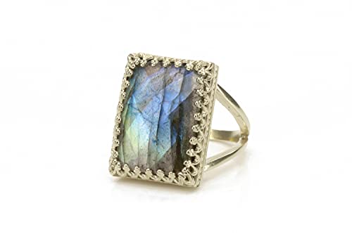 Bague labradorite argent et or cadeau idéal anniversaire et occasions spéciales femme