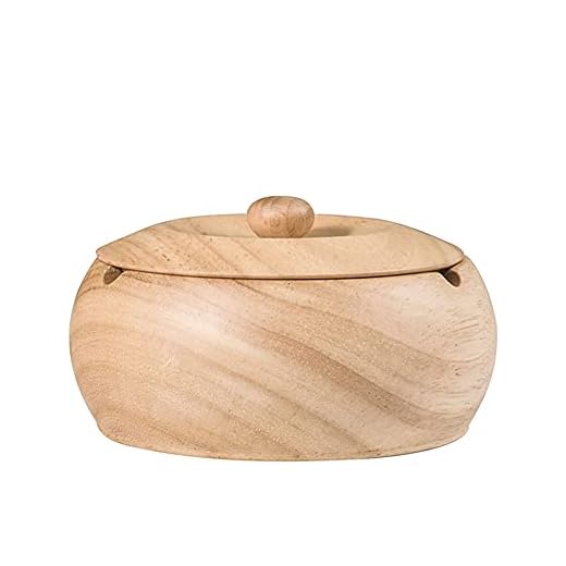Askdräkt Utomhus med lock Modern Vindskyddad Träaska Hållare Slitstark Rostfritt Stål Liner Tabletop Rökfri Kreativ Ash Bricka (Color : Natural)