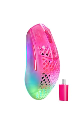 Image of SteelSeries Aerox 3 Wireless Gen 2 - Ultralight 68g Gaming Mouse, 4K Polling, 26K DPI Optical Sensor, 200 Hours Battery Life, IP54, 80 Million Clicks, RGB, Pure PTFE Gliding Feet, Magenta
