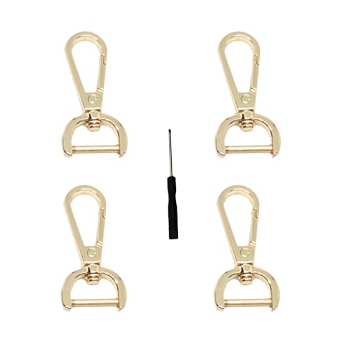 Lot de 4 mousquetons dorés avec articulation pivotante, porte-clés rotatifs, mousquetons de poche, anneaux en D pour sacs à crochet, fermetures de sac, sacs à main en cuir, accessoires de sac à main