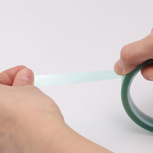 Image of HARFINGTON 3 Rolls High Temperature Masking Tape 15 /32 inch x108ft(12mmx33m) 0.05mm Thick PET Film Silicone Adhesive Heat Resistant Tapes for Heat Press Anodizing Circuit Board, Dark Green