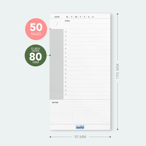 Image of SOLO B6 Daily Planner with 50 Tear-Off Sheets, 80 GSM Planner to Track Productivity & Schedule Your Day, Manage To-Do List, Goals & Budget Tracker, Ideal for Office, Home & School (Pack of 2)