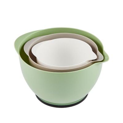 lakeland 3 Nesting Lidded Bowls 1.2L, 2L and 3.4L Non-Slip Base with Easy Pour spout Microwave, Freezer and Dishwasher Safe