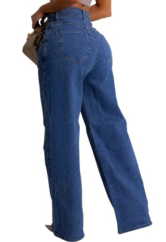 ZERMOM Women's Wide Leg Jeans Casual Stretch High Rise Baggy Loose Denim Pants2