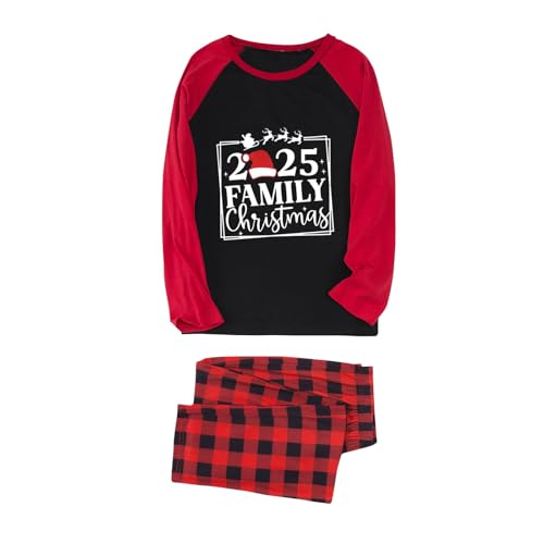 2025 Christmas Matching Sets for Family Long Sleeve Shirts & Pj Pants Printed Holiday Xmas Two Piece Loungewear Pjs2