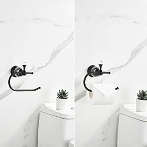 WOLIBEER Crystal Bathroom Hardware Black 24 Inch Towel Bar Set Toilet Paper Holder Towel Ring Coat Hooks Bathroom Accessories 4 Pieces Wall Mounted