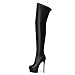 DEMOSHINE Black Matte Platform Over The Knee Boots for Women Thigh High Stiletto Zipper Round Toe Long Boots Classic Sexy Fashion Tall Boots Size 9.5