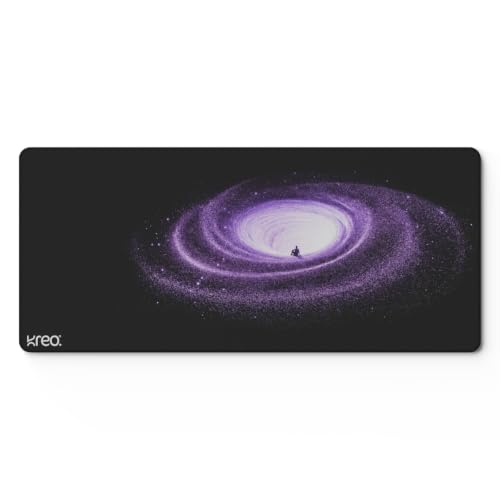 Image of Kreo Terra XXL Deskmat Premium Glass - Smooth Surface, 4mm Cushioned Base, Anti-Fray Stitched Edges - 900x400mm Large Desk Pad for Gaming & Work (Abyss)