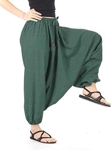 Image of Whitewhale Mens Women Cotton Stripe Aladdin Loose Baggy Boho Hippie Harem Pants