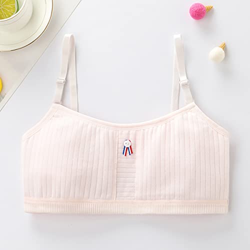 4 Packs Girls Training Bras Cotton Seamless Training Sports Bra with Adjustable Teens Big Girls Thin Padded First Bra