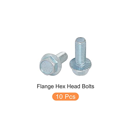 Image of METALLIXITY Flanged Hex Head Bolts (3 /8-16 x 1) 10pcs, Hexagon Serrated Flange Bolt Carbon Steel Screw - for House Construction Hardware Fasteners