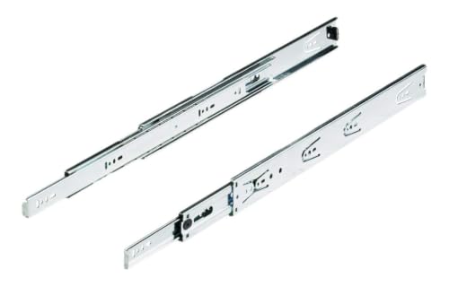 Image of Hettich Telescopic Ball Bearing Channel KA 5632 /650mm | Zinc Finish, Normal Closing | Drawer Channel for Home, Kitchen & Wardrobe | Load Capacity 45 kg | Full Extension (Galvanised Steel, 2 Pcs)