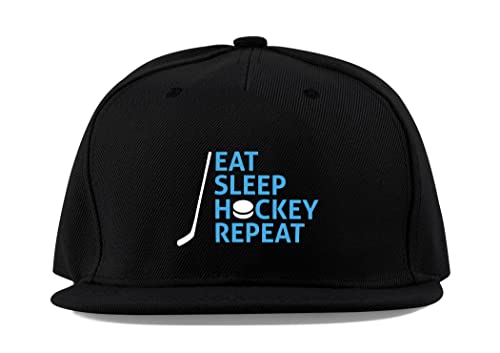 Casquette hockey Eat Sleep Hockey Repeat en coton noir pour en finir avec le soleil dans les yeux