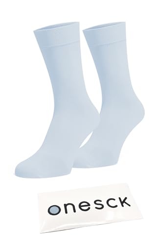 Image of ONESCK Super Soft Cotton Dress Socks Vibrant Plain Colours for Men (Dusty Blue, 8-12)