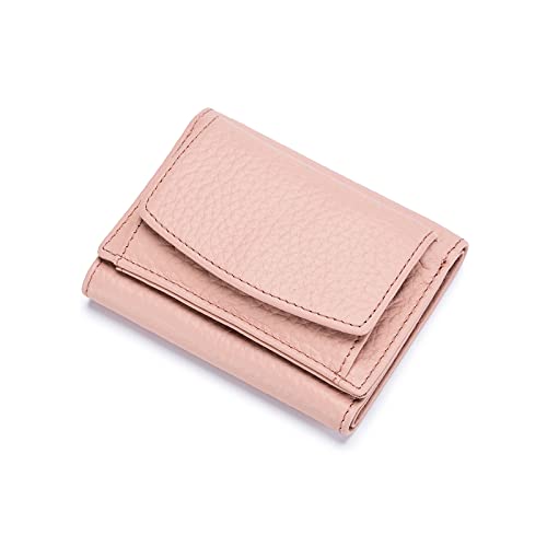Porte-monnaie petit modèle pliable en cuir rose pour femme active, idéal pour sac à main
