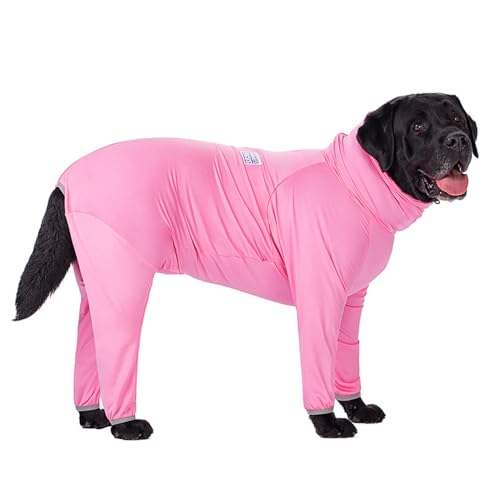 AttRex 可愛い 犬服 パジャマ つなぎ 春夏秋 ペット服 パーカー 柔らかい 四つの足 ドッグウエア 中型犬 大型犬 ロンパース ルームウェア 部屋着 寝間着 脱毛保護 着脱やすい (36,ピンク)