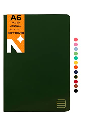 Image of NEORAH - A6 Ruled Notebook SOFT COVER | Organiser REFILL | Ruled Journal | 110 GSM | 160 pages (Size 14.8 cm x 10.5 cm) Planner Journaling Writing Note Taking Diary, Travellers Journal -DARK GREEN