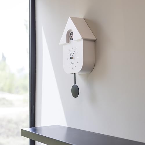 Reloj de pared cucú analógico con péndulo Fisura blanco miniatura 4